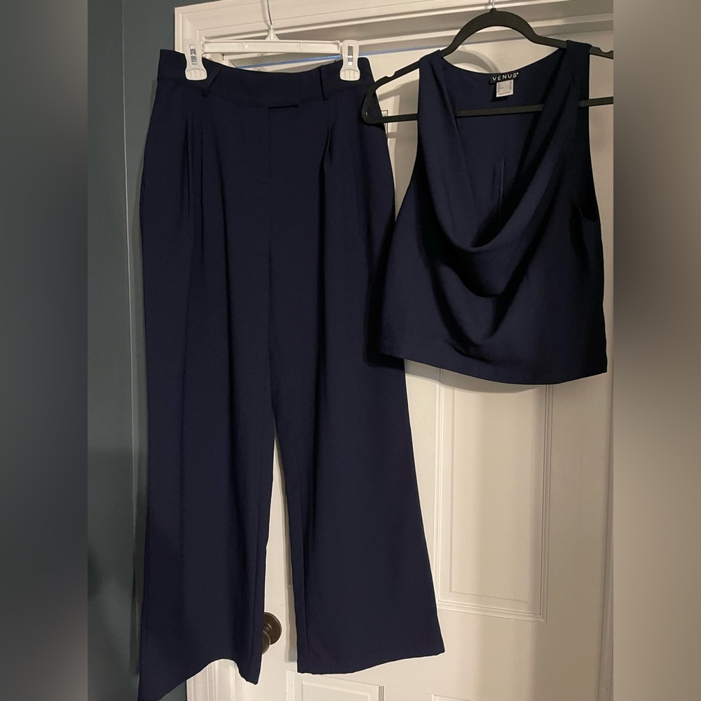 VENUS Navy Wide Leg 2piece